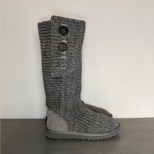 UGG AUSTRALIA Classic Cardy Sweater Knit Gray Pull On Boots 5819 Women's Size 6